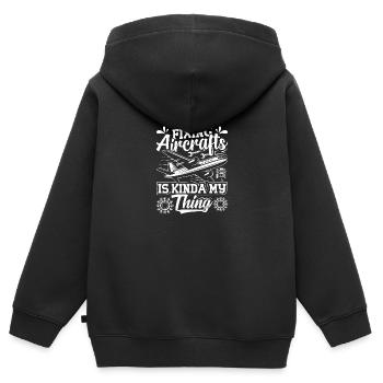 Love Avion aviation - Sweat Premium à capuche zippé enfant bio - noir - Dos - AI Model Kid Male (0cm)