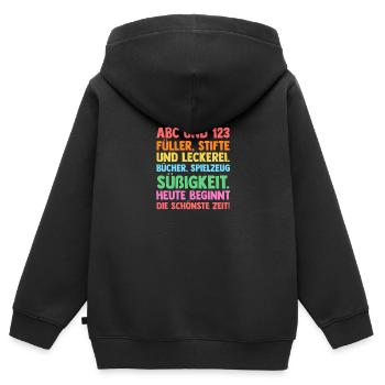 Erste Klasse Einschulung Erstklässler Schulkind - Kinder Premium Organic Zip Hoodie - Schwarz - Hinten - AI Model Kid Male (0cm)