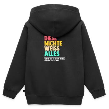 Nichte - Kinder Premium Organic Zip Hoodie - Schwarz - Hinten - AI Model Kid Male (0cm)