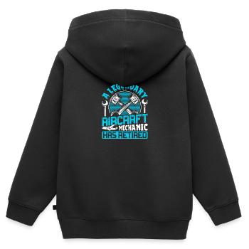 Love Avion aviation - Sweat Premium à capuche zippé enfant bio - noir - Dos - AI Model Kid Male (0cm)