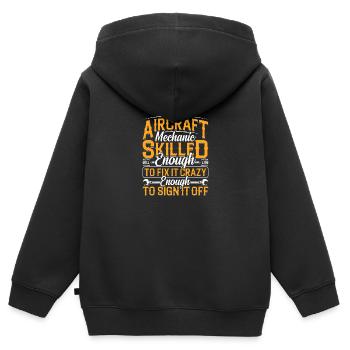 Love Avion aviation - Sweat Premium à capuche zippé enfant bio - noir - Dos - AI Model Kid Male (0cm)