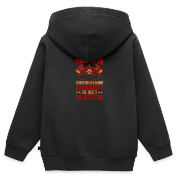Feuerwehrmann Feuerwehr - Kinder Premium Organic Zip Hoodie - Schwarz - Hinten - AI Model Kid Male (0cm)