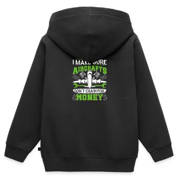 Love Avion aviation - Sweat Premium à capuche zippé enfant bio - noir - Dos - AI Model Kid Male (0cm)