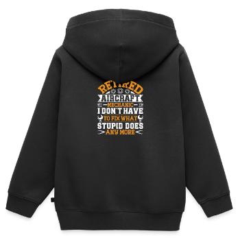Love Avion aviation - Sweat Premium à capuche zippé enfant bio - noir - Dos - AI Model Kid Male (0cm)