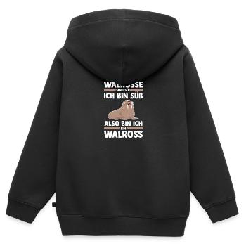 Walross - Kinder Premium Organic Zip Hoodie - Schwarz - Hinten - AI Model Kid Male (0cm)