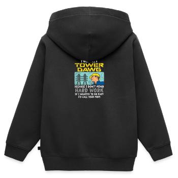 Ich arbeite als Tower Dawg - Kinder Premium Organic Zip Hoodie - Schwarz - Hinten - AI Model Kid Male (0cm)