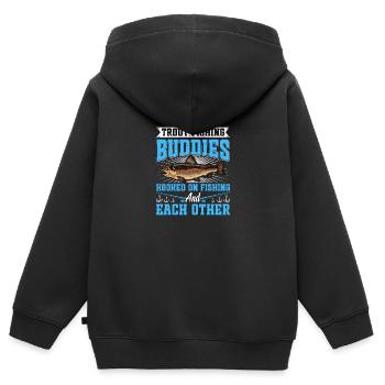 Funny Fishing Men Women - Kinder Premium Organic Zip Hoodie - Schwarz - Hinten - AI Model Kid Male (0cm)