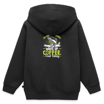 Funny Fishing Men Women - Kinder Premium Organic Zip Hoodie - Schwarz - Hinten - AI Model Kid Male (0cm)