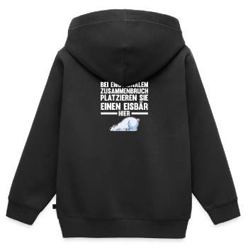 Eisbär Eisbären - Kinder Premium Organic Zip Hoodie - Schwarz - Hinten - AI Model Kid Male (0cm)
