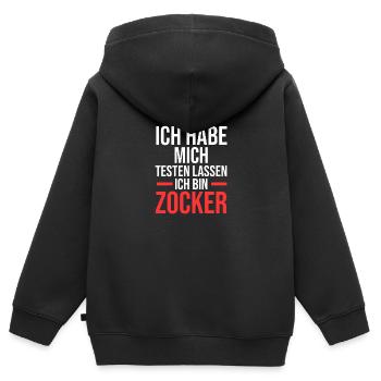 Zocker Zocken Gamer - Kinder Premium Organic Zip Hoodie - Schwarz - Hinten - AI Model Kid Male (0cm)