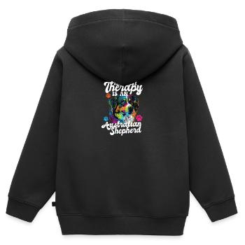 Australian Shepherd Pop Art & Dog Lover & Splash - Kinder Premium Organic Zip Hoodie - Schwarz - Hinten - AI Model Kid Male (0cm)
