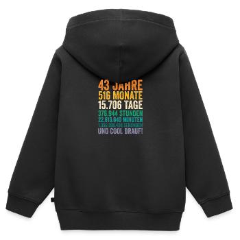 43 Jahre Fünfundvierzigster Geburtstag - Kinder Premium Organic Zip Hoodie - Schwarz - Hinten - AI Model Kid Male (0cm)