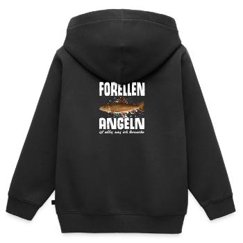 Forellen Angeln - Kinder Premium Organic Zip Hoodie - Schwarz - Hinten - AI Model Kid Male (0cm)