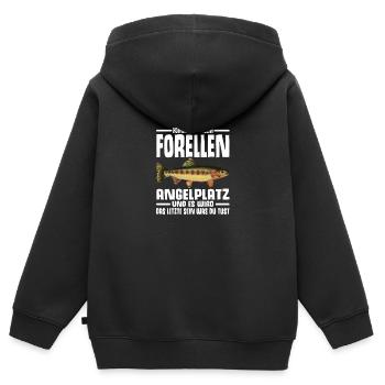 Forellen Angeln - Kinder Premium Organic Zip Hoodie - Schwarz - Hinten - AI Model Kid Male (0cm)
