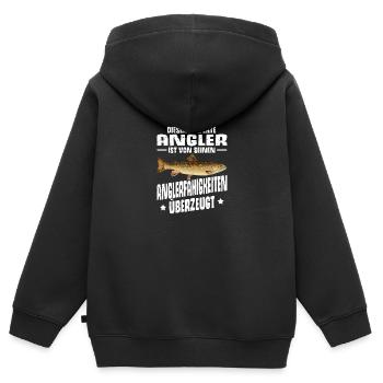 Forellen Angeln - Kinder Premium Organic Zip Hoodie - Schwarz - Hinten - AI Model Kid Male (0cm)