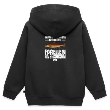 Forellen Angeln - Kinder Premium Organic Zip Hoodie - Schwarz - Hinten - AI Model Kid Male (0cm)