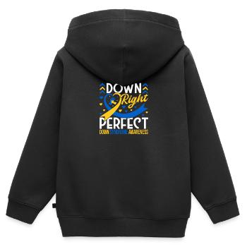 Down Syndrome Awareness Month Down - Kinder Premium Organic Zip Hoodie - Schwarz - Hinten - AI Model Kid Male (0cm)