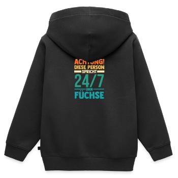 Fuchs - Kinder Premium Organic Zip Hoodie - Schwarz - Hinten - AI Model Kid Male (0cm)