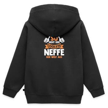 Coolste Neffe - Kinder Premium Organic Zip Hoodie - Schwarz - Hinten - AI Model Kid Male (0cm)