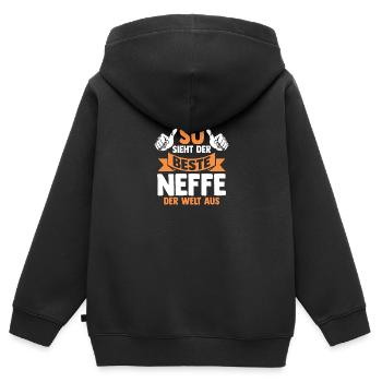 Bester Neffe - Kinder Premium Organic Zip Hoodie - Schwarz - Hinten - AI Model Kid Male (0cm)