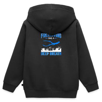 Plongée, Apnée, Apnée No Limit Apnée - Sweat Premium à capuche zippé enfant bio - noir - Dos - AI Model Kid Male (0cm)