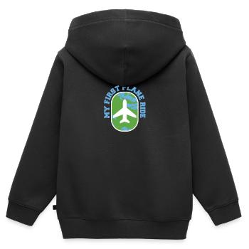 My First Airplane Ride Vacation Trip Solo - Kids Premium Organic Zip-up Hoodie - black - Back - AI Model Kid Male (0cm)