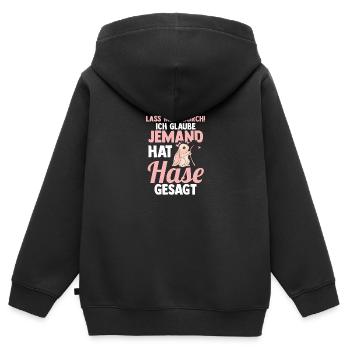 Kaninchen Hase - Kinder Premium Organic Zip Hoodie - Schwarz - Hinten - AI Model Kid Male (0cm)