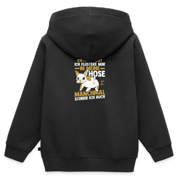 Ich Furze Nicht Hund - Kinder Premium Organic Zip Hoodie - Schwarz - Hinten - AI Model Kid Male (0cm)