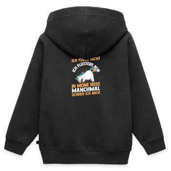 Ich Furze Nicht Einhorn - Kinder Premium Organic Zip Hoodie - Schwarz - Hinten - AI Model Kid Male (0cm)