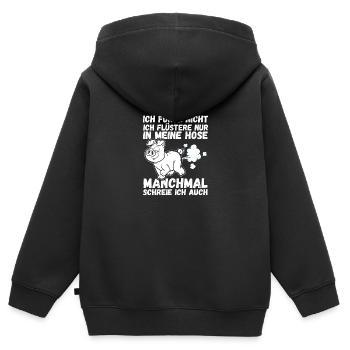 Ich Furze Nicht Schwein - Kinder Premium Organic Zip Hoodie - Schwarz - Hinten - AI Model Kid Male (0cm)