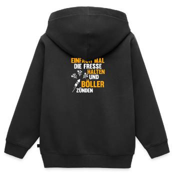 Neujahr Feuerwerk Böller Silvester - Kinder Premium Organic Zip Hoodie - Schwarz - Hinten - AI Model Kid Male (0cm)