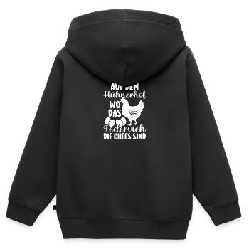 Huhn Bauer Bauernhof Küken Landwirt Hühner - Kinder Premium Organic Zip Hoodie - Schwarz - Hinten - AI Model Kid Male (0cm)