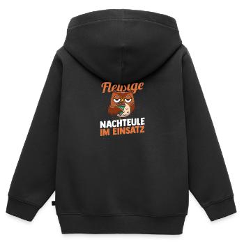 Fleißige Nachteule Nachtschicht - Kinder Premium Organic Zip Hoodie - Schwarz - Hinten - AI Model Kid Male (0cm)