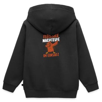 Fleißige Nachteule Nachtschicht - Kinder Premium Organic Zip Hoodie - Schwarz - Hinten - AI Model Kid Male (0cm)