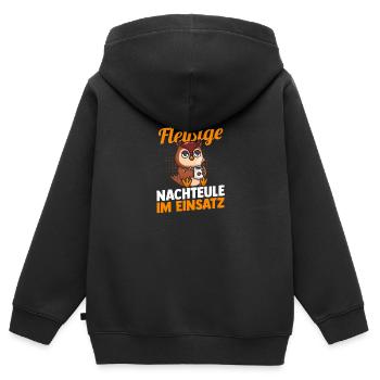 Kaffee Fleißige Nachteule Nachtschicht - Kinder Premium Organic Zip Hoodie - Schwarz - Hinten - AI Model Kid Male (0cm)