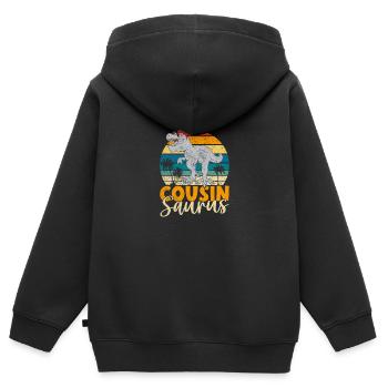 Cousin Gifts - Kinder Premium Organic Zip Hoodie - Schwarz - Hinten - AI Model Kid Male (0cm)
