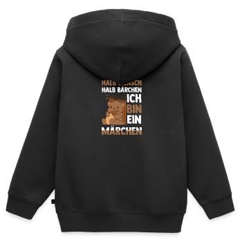 Mi-humain, mi-ours - Sweat Premium à capuche zippé enfant bio - noir - Dos - AI Model Kid Male (0cm)