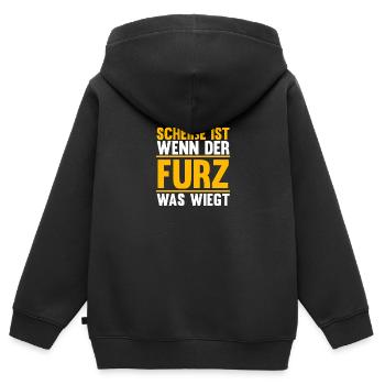 Scheiße Ist Wenn der Furz Was Wiegt - Kinder Premium Organic Zip Hoodie - Schwarz - Hinten - AI Model Kid Male (0cm)