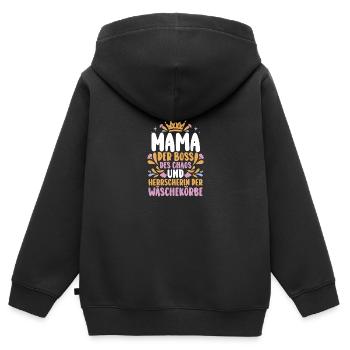 Maman Fête des mères Maman - Sweat Premium à capuche zippé enfant bio - noir - Dos - AI Model Kid Male (0cm)