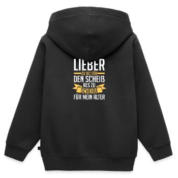 Trop vieux pour cette merde - Sweat Premium à capuche zippé enfant bio - noir - Dos - AI Model Kid Male (0cm)