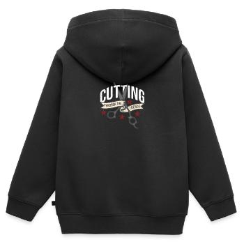 Coiffeur Coiffeur Coiffeur Coiffeur - Sweat Premium à capuche zippé enfant bio - noir - Dos - AI Model Kid Male (0cm)