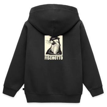 Otto Name, Fischotto Outfit zum Namenstag mit Name - Kinder Premium Organic Zip Hoodie - Schwarz - Hinten - AI Model Kid Male (0cm)