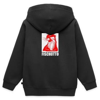 Otto Name, Fischotto Outfit zum Namenstag mit Name - Kinder Premium Organic Zip Hoodie - Schwarz - Hinten - AI Model Kid Male (0cm)