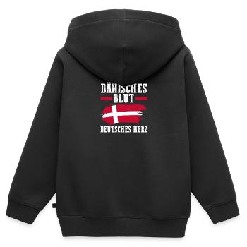 Danois Danemark - Sweat Premium à capuche zippé enfant bio - noir - Dos - AI Model Kid Male (0cm)