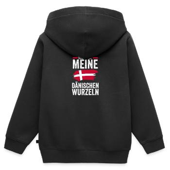Danes Danish Denmark - Kids Premium Organic Zip-up Hoodie - black - Back - AI Model Kid Male (0cm)