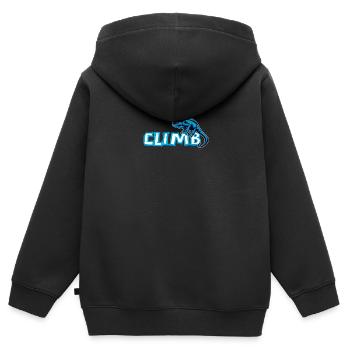 Bouldern, Klettern, Freiklettern Chameleon Boulder - Kinder Premium Organic Zip Hoodie - Schwarz - Hinten - AI Model Kid Male (0cm)