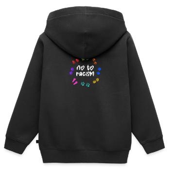 Schönes "gegen Rassismus" Refugees Welcome - Kinder Premium Organic Zip Hoodie - Schwarz - Hinten - AI Model Kid Male (0cm)