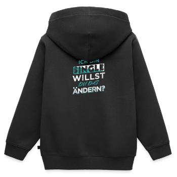 Célibataire Hommes, Femmes Solo, Célibataire, Célibataire - Sweat Premium à capuche zippé enfant bio - noir - Dos - AI Model Kid Male (0cm)
