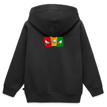 Musique Rastafari Vibes Uniquement Rasta Jamaïque Reggae - Sweat Premium à capuche zippé enfant bio - noir - Dos - AI Model Kid Male (0cm)