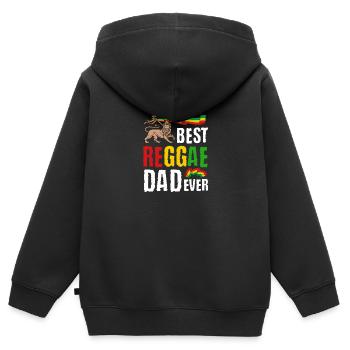Rastafari Papa Musique Fête des pères Rasta Jamaïque Reggae - Sweat Premium à capuche zippé enfant bio - noir - Dos - AI Model Kid Male (0cm)